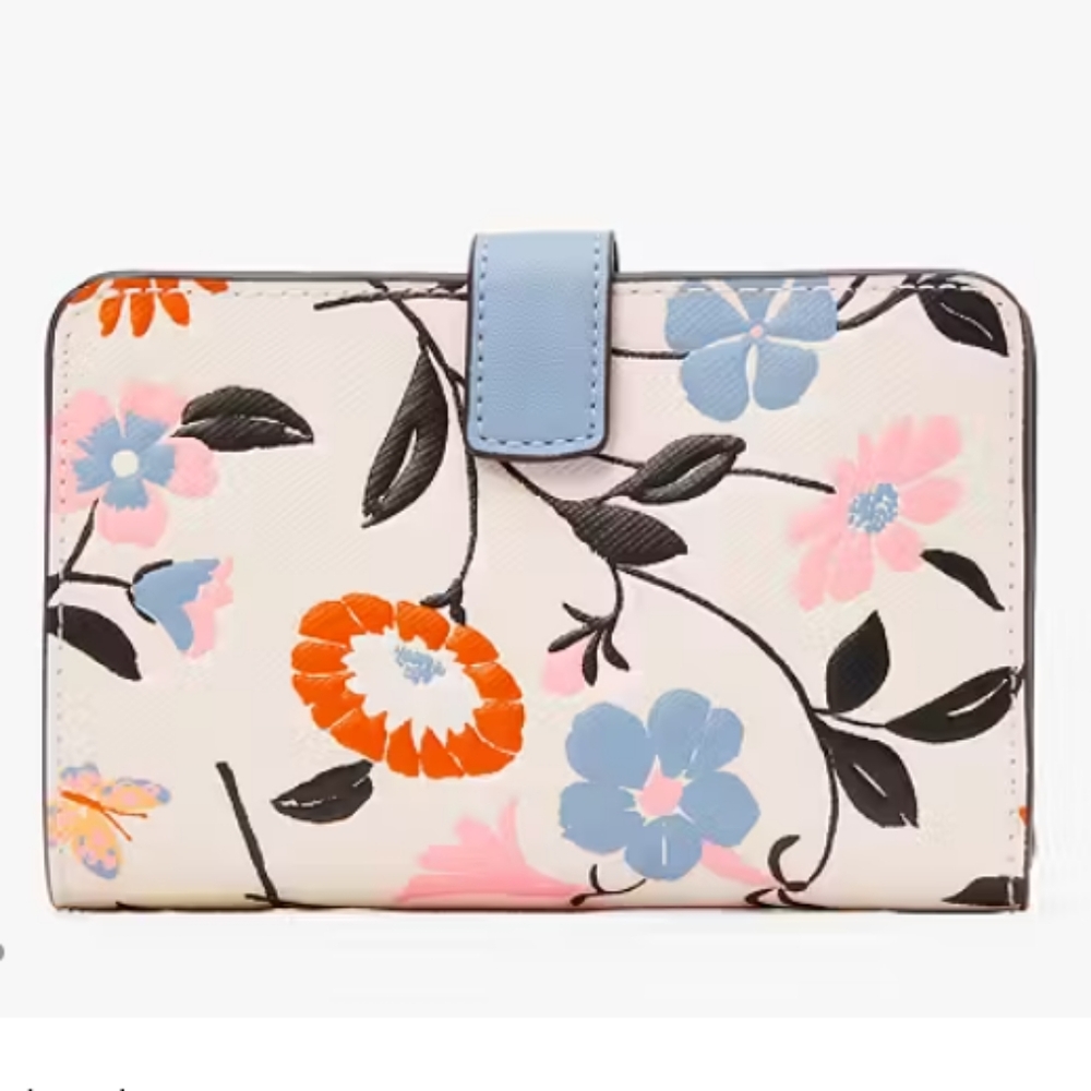 Kate Spade-Spenver Floral Garden Embossed Compact Wallet (Multicolor/ Blue ๐) - Picture 3 of 10